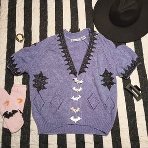 Upcycled Pastel Goth Purple Bat Cardigan
